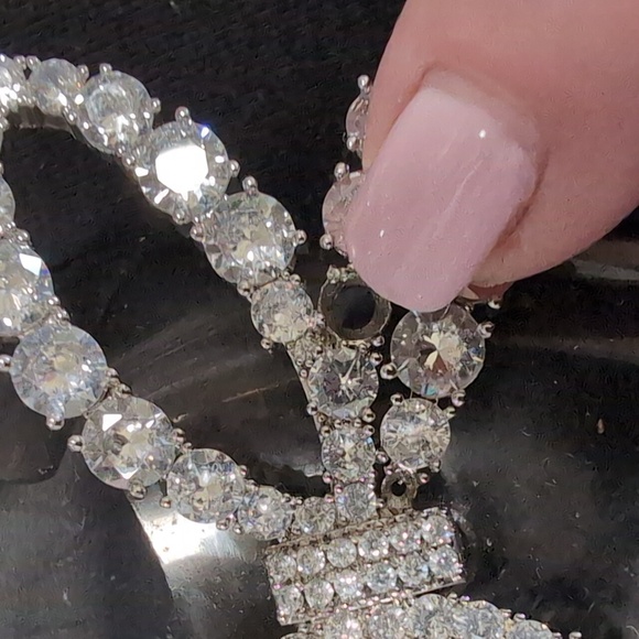 Black Suade Stiletto Heels with Rhinestone Bow - Picture 4 of 5